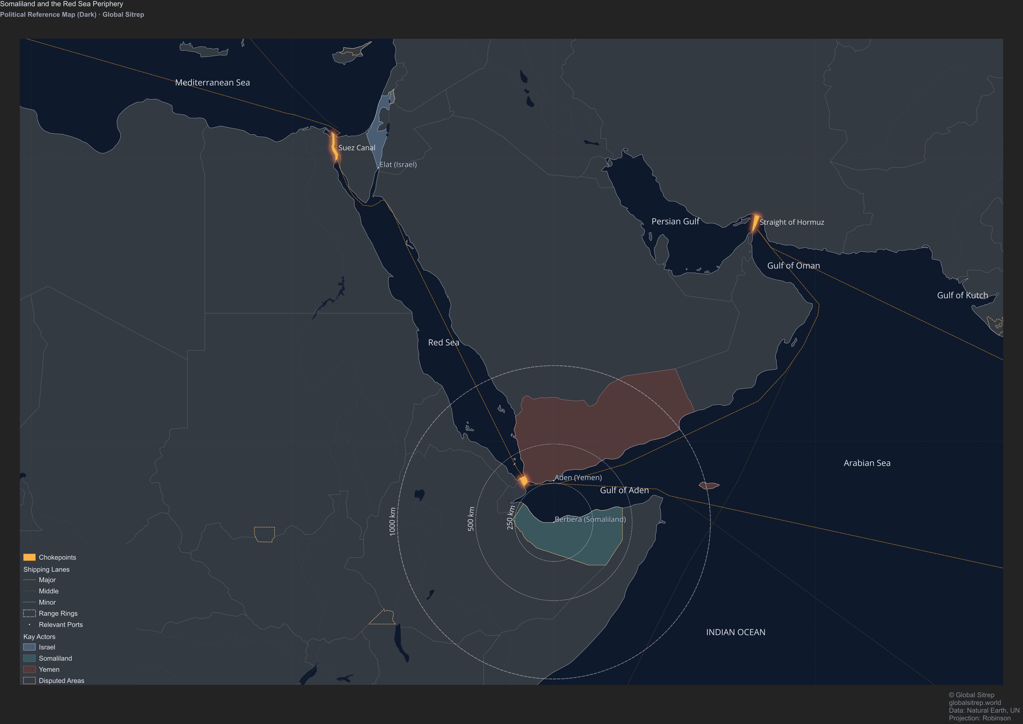 Map: Somaliland coastline and the Bab el-Mandeb approaches to the Red Sea